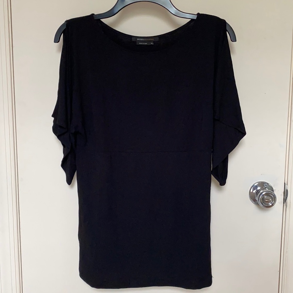 NWOT BCBG Max Azria Black Split Sleeve Top